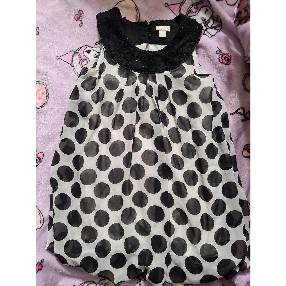 The Children's Place 1989 Size 10 Juniors Kids Girls Polka Dot Dress Lace Layers